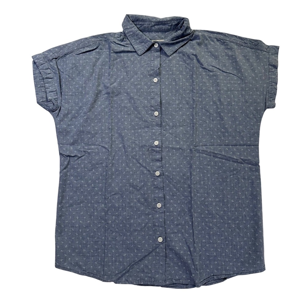 Marine Layer Dana Women's Button Up Shirt Blue Short Sleeve Top Casual‎ Size M